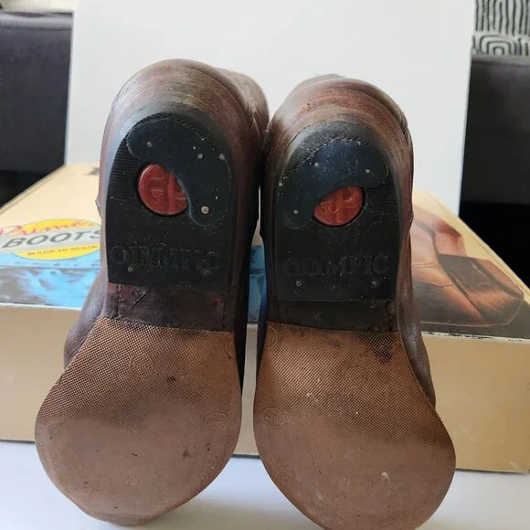 Genuine Leather Cowboy Western Boots Brown Taupe Made In Spain size 37 - Picture 9 of 14